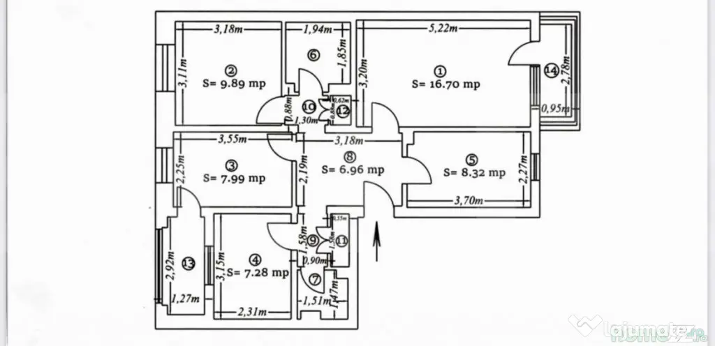 Apartament cu 4 camere, 66,6 mp, Botosani