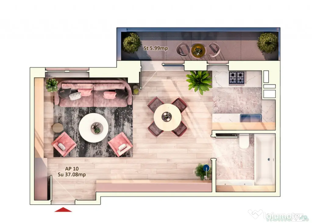 Apartament 1 Camera, 37 mp, Semifinisat, Zona Iulius Mall - Cluj-Napoca (Cluj)