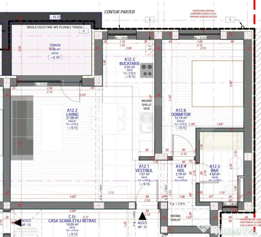 Apartament 2 camere, 48.91 mp, zona Mehala