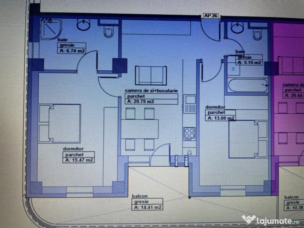 Apartament 2 camere, 78 mp, zona Republicii