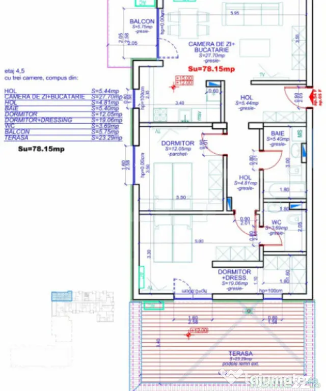 Apartament 3 camere, 78.15 mp utili, Calea Aradului - Timisoara (Timis)