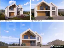 Casa premium semifinisata cu geam panoramic, garaj si teren
