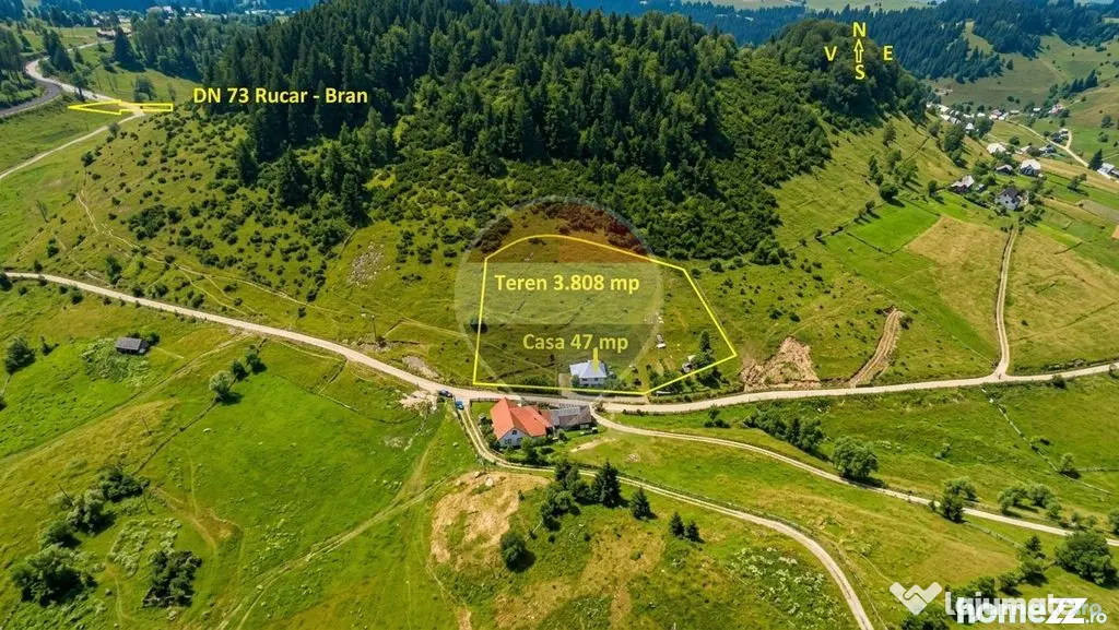 Teren 3808mp+Casă Fundata, Brașov - Cheile Grădiștei - Drum asfaltat - Fundata (Brasov)