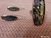 Set argint masiv cu scoica paua
