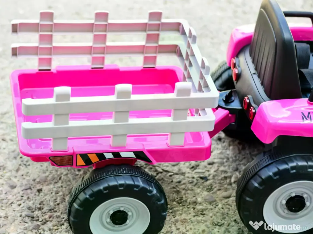 Tractoras electric Kinderauto BJ611 2x30W 12V cu remorca si RC Rose