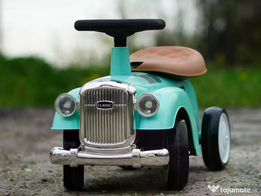 Premergator fara pedale, Kinderauto Retro Baby Car cu roti moi Green