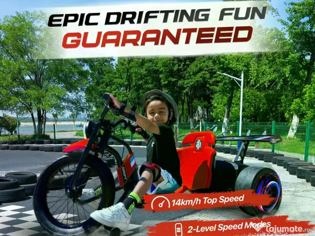 Tricicleta electrica cu functie Drift, Kinderauto BJSX2338, 2x 250W RED