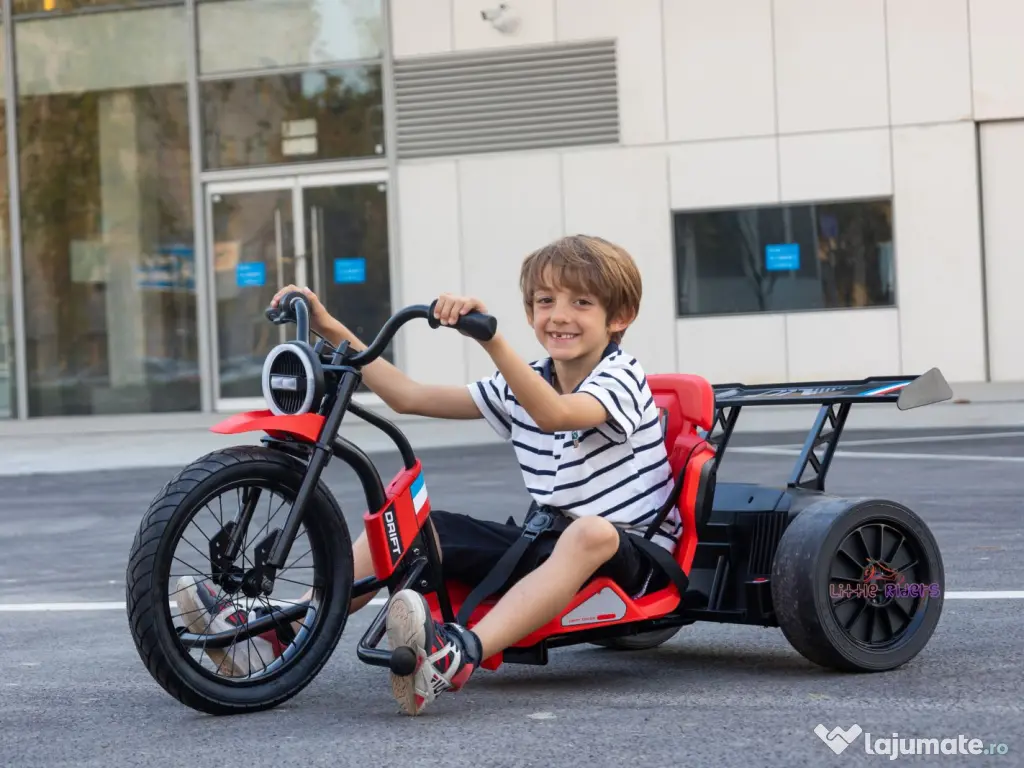 Tricicleta electrica cu functie Drift, Kinderauto BJSX2338, 2x 250W RED