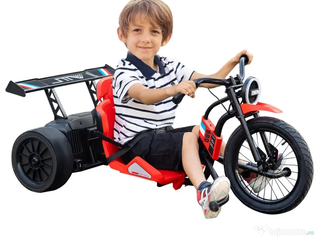 Tricicleta electrica cu functie Drift, Kinderauto BJSX2338, 2x 250W RED