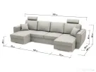Vand canapea extensibila Tony U Shape Plus Grey 320 x 140 x 90 cm