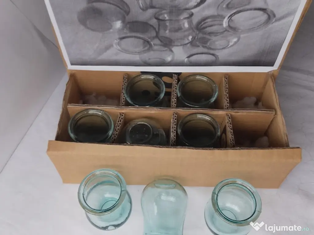 Ventuze Medicinale Vintage (8 buc) + Cutie Protecție CADOU