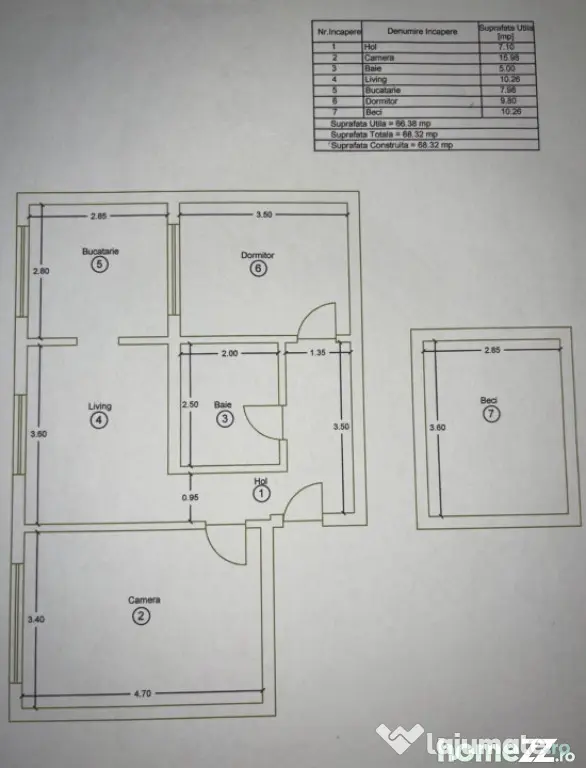 Apartament 3 camere, 55 mp utili, zona Bogdan Voda