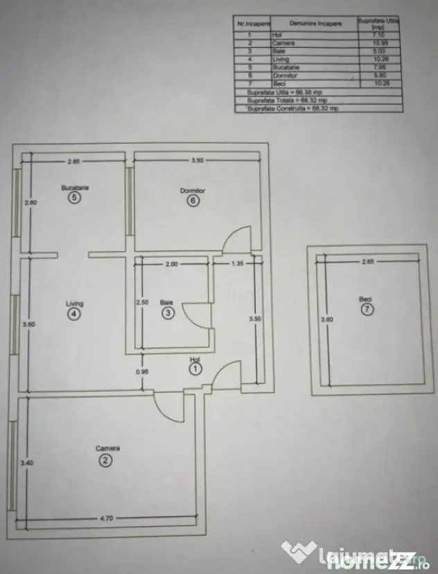Apartament 3 camere, 55 mp utili, zona Bogdan Voda