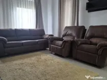 Canapea si fotolii cu recliner reglabil balansoar piele