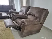 Canapea si fotolii cu recliner reglabil balansoar piele