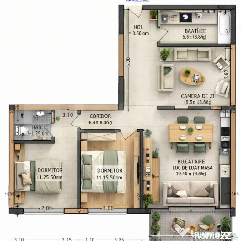 Apartament cu 2 camere de vânzare | Etajul 1 | Bloc nou –