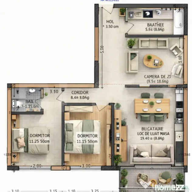 Apartament cu 2 camere de vânzare | Etajul 1 | Bloc nou –
