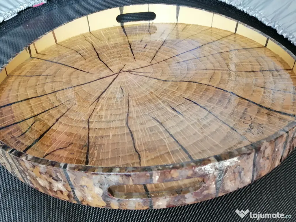 2 tăvi din lemn Ikea, pictate manual