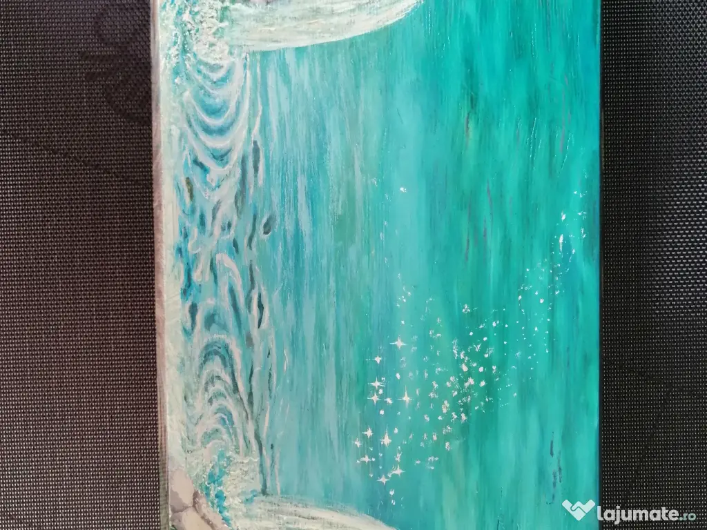 2 tăvi din lemn Ikea, pictate manual