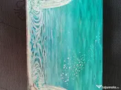 2 tăvi din lemn Ikea, pictate manual