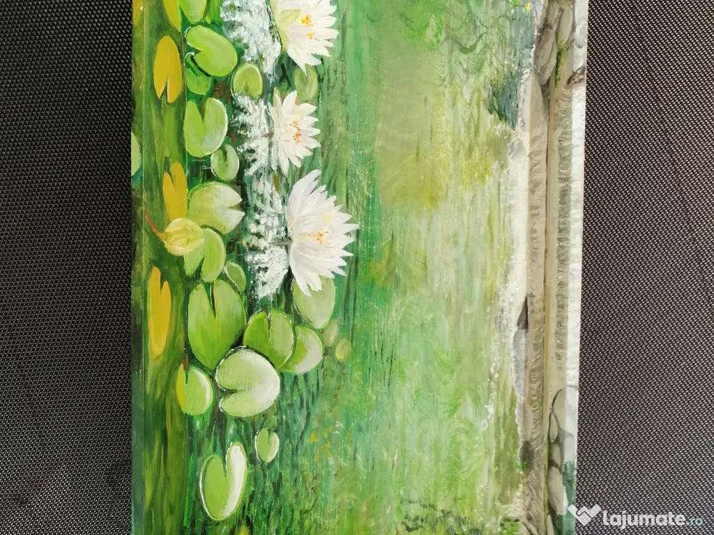 2 tăvi din lemn Ikea, pictate manual