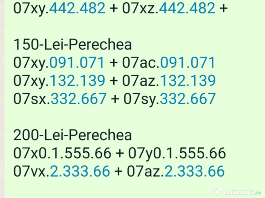 Pereche.Pachet 2-5 Numere Inseriate.Consecutive.Numar Vodafone.Aur.Gold.Vip.Usor