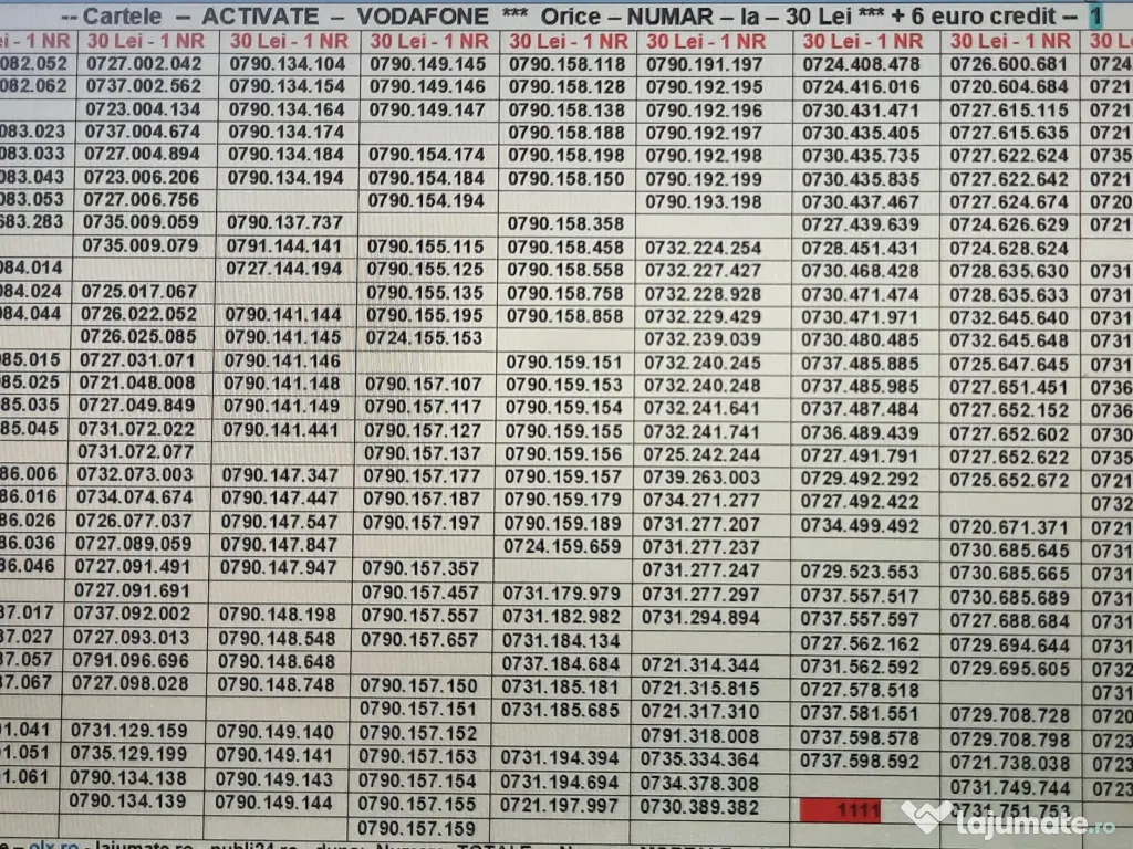 Pereche.Pachet 2-5 Numere Inseriate.Consecutive.Numar Vodafone.Aur.Gold.Vip.Usor