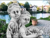 Statuetă copii cu roabă, gri antichizat, model S98. 