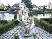 Statuetă copii cu roabă, gri antichizat, model S98. 