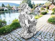 Statuetă copii cu roabă, gri antichizat, model S98. 