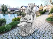 Statuetă copii cu roabă, gri antichizat, model S98. 