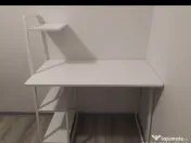 Birou minimalist cu rafturi/bibliotecă integrată -Alb ,stil Modern 