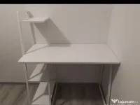 Birou minimalist cu rafturi/bibliotecă integrată -Alb ,stil Modern 