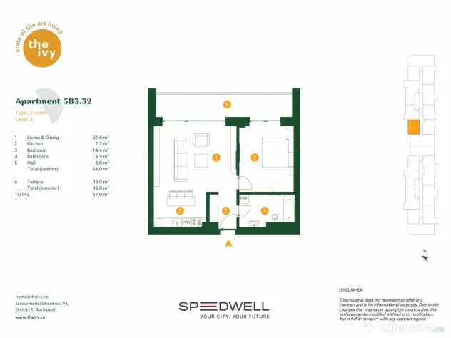 Apartament nou 2 camere in complexul The Ivy, Sector 1