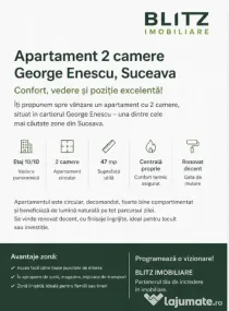 Apartament 2 camere, 47 mp, etaj 10, centrală + AC, George