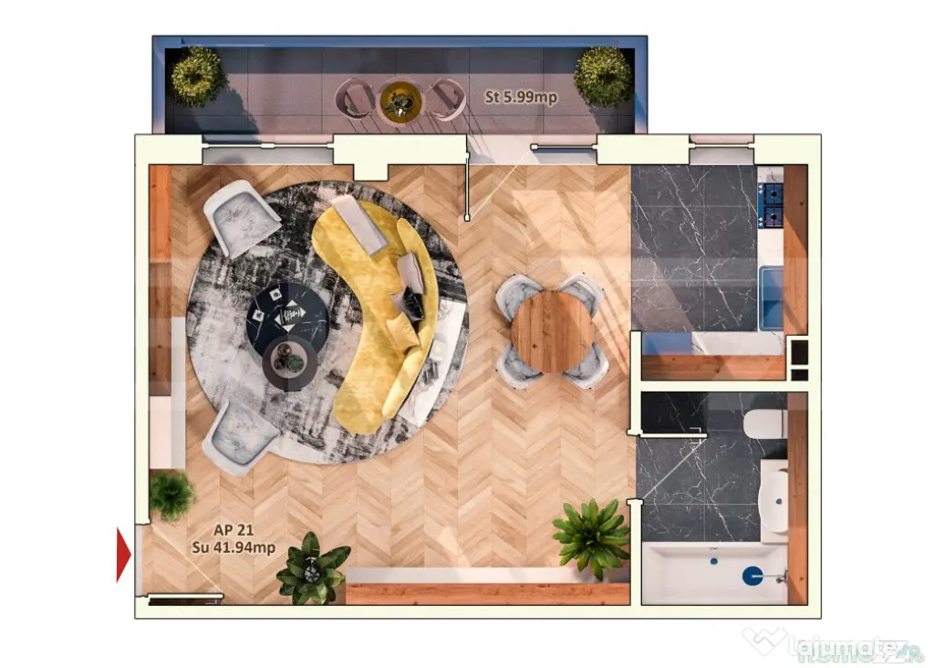 Apartament 1 camera, 42 mp, semifinisat, zona Dorobantilor - Cluj-Napoca (Cluj)