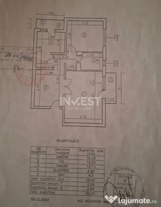 De vanzare, 2 camere decomandat, zona Moara de Foc -Autocent