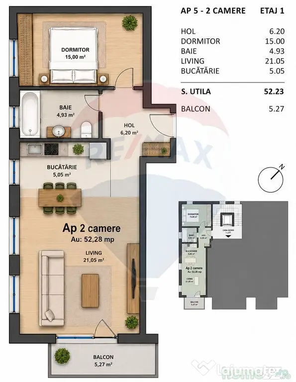 Apartament cu 2 camere de vânzare zonă semicentrală -M...