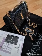 Geanta mini tip plic  Ysl model croco ,saculet, etichetă incluse 