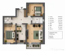 Apartament 3 camere, 2 bai , 72 mp + 4 mp terasa