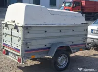 Remorca zincata autoturism 750 Kg - basculabila - 2 sectoare si capac din fibra 