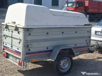 Remorca zincata autoturism 750 Kg - basculabila - 2 sectoare si capac din fibra
