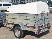 Remorca zincata autoturism 750 Kg - basculabila - 2 sectoare si capac din fibra 