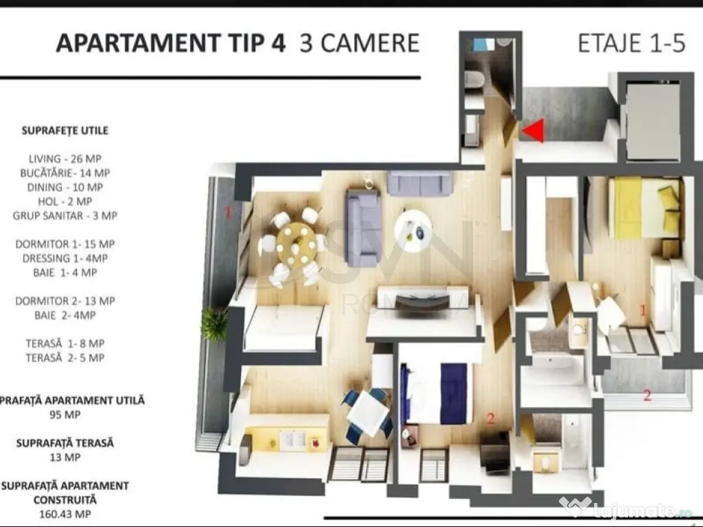 Apartament spatios 3 camere Piata Victoriei I Imobil nou