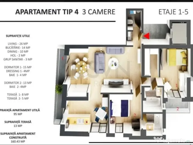 Apartament spatios 3 camere Piata Victoriei I Imobil nou