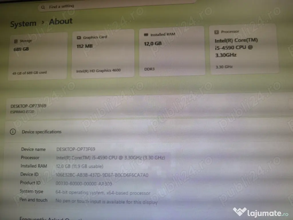 Sistem de calcul I5 FUJITSU + monitor BENQ 24"