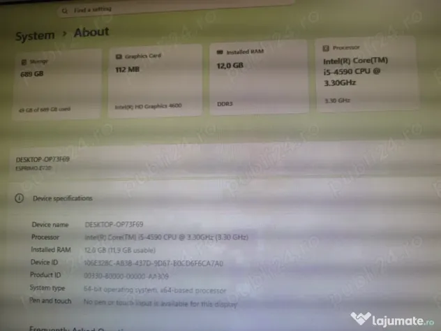 Sistem de calcul I5 FUJITSU + monitor BENQ 24"