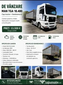 🚛 DE VÂNZARE – MAN TGA 18.480 + Semiremorcă basculabilă 3 axe