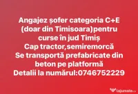 Angajez sofer cat C+E curse locale Timișoara 