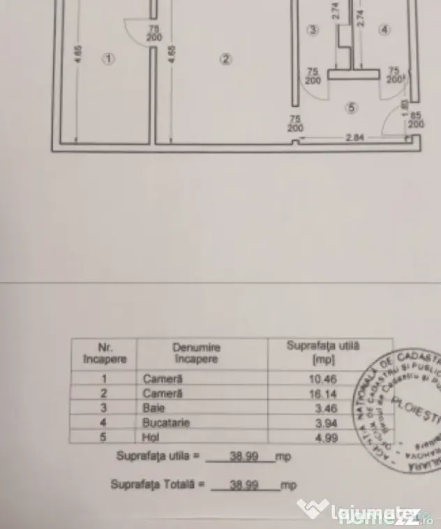 Apartament 2 camere, 38.99 mp, parter, zona Malu Rosu